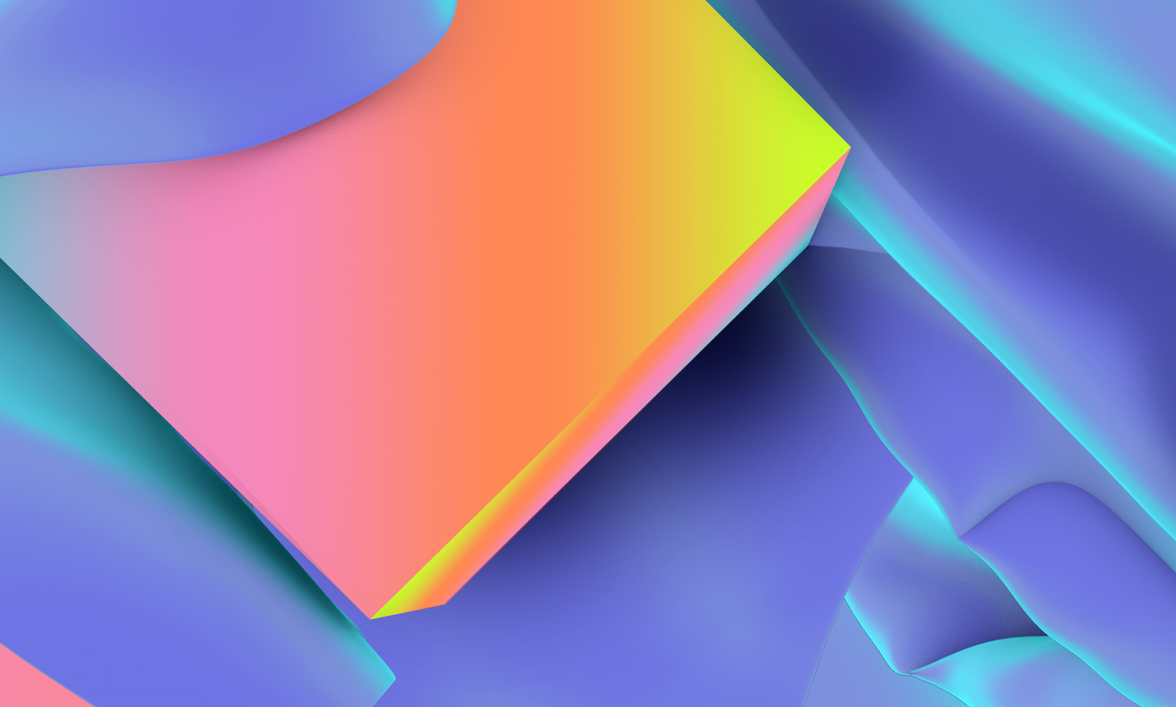 a neon orange prism surrounded by shades of blue