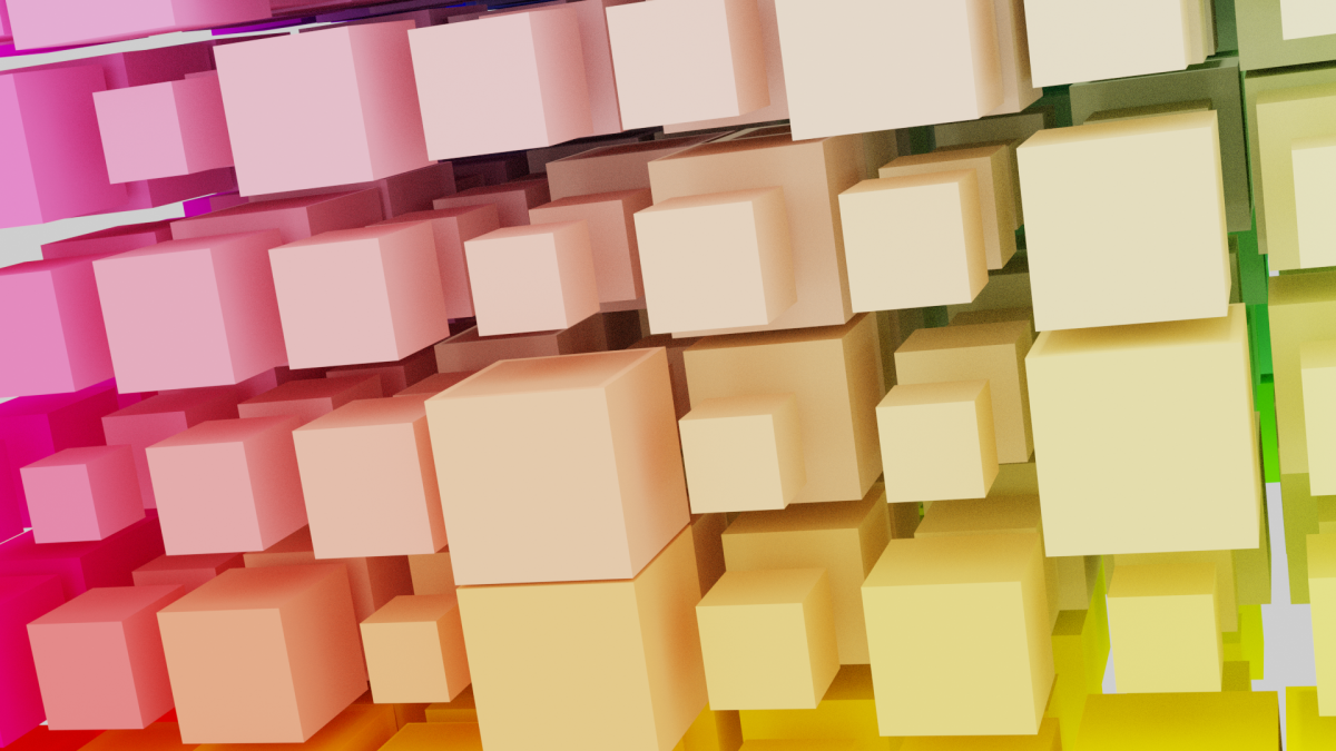 gradient rainbow of boxes representing data