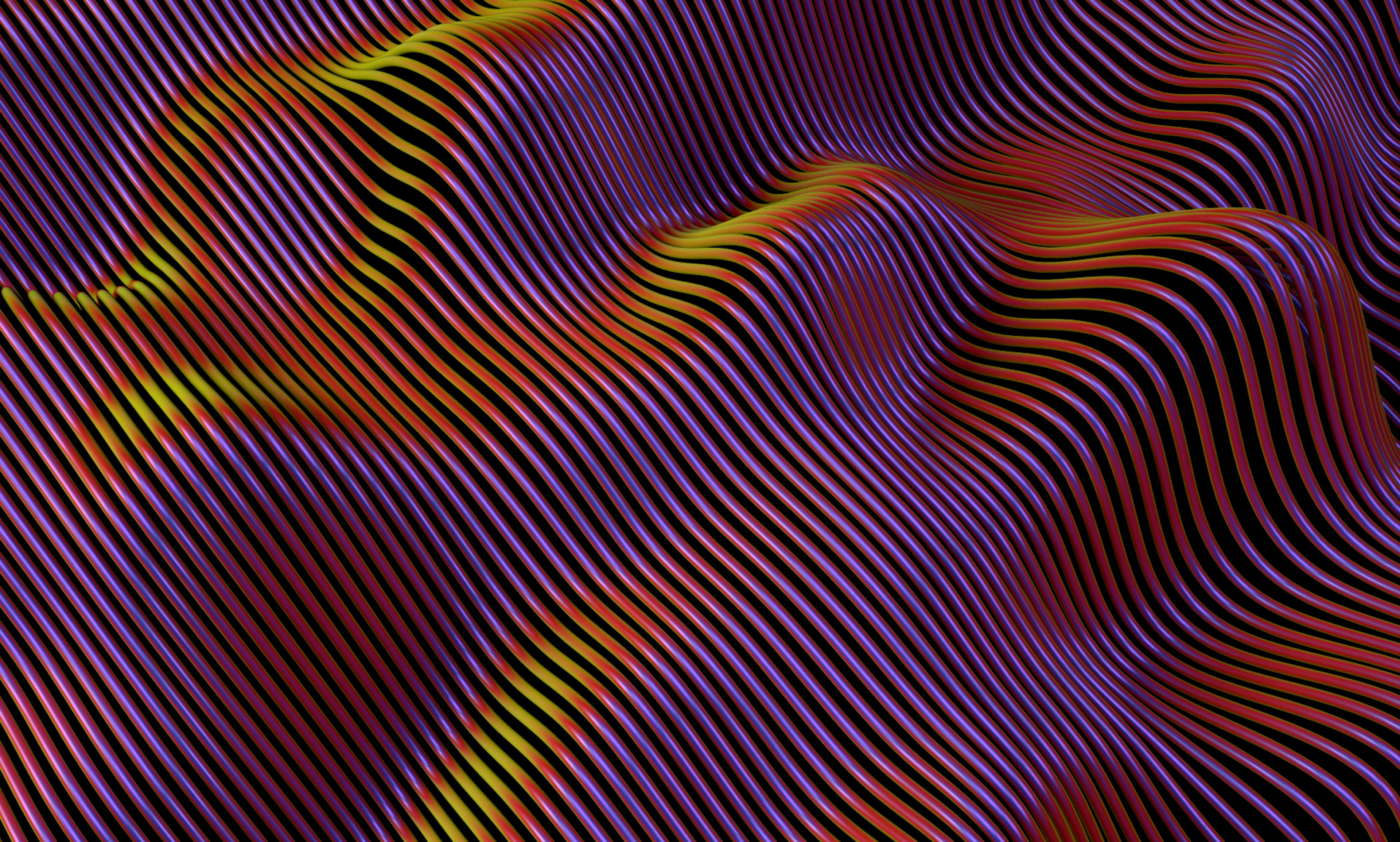 infrared waves made of curved lines on a dark background