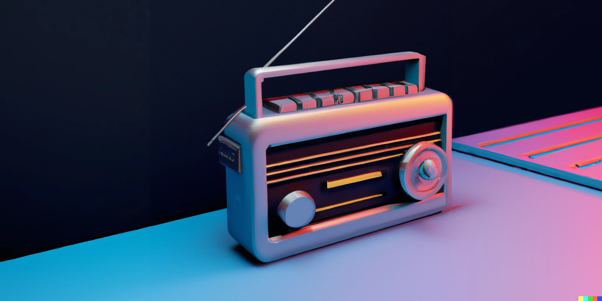 dall-e 2 generated image of a retro-futuristic 3d illustration of a radio tuner